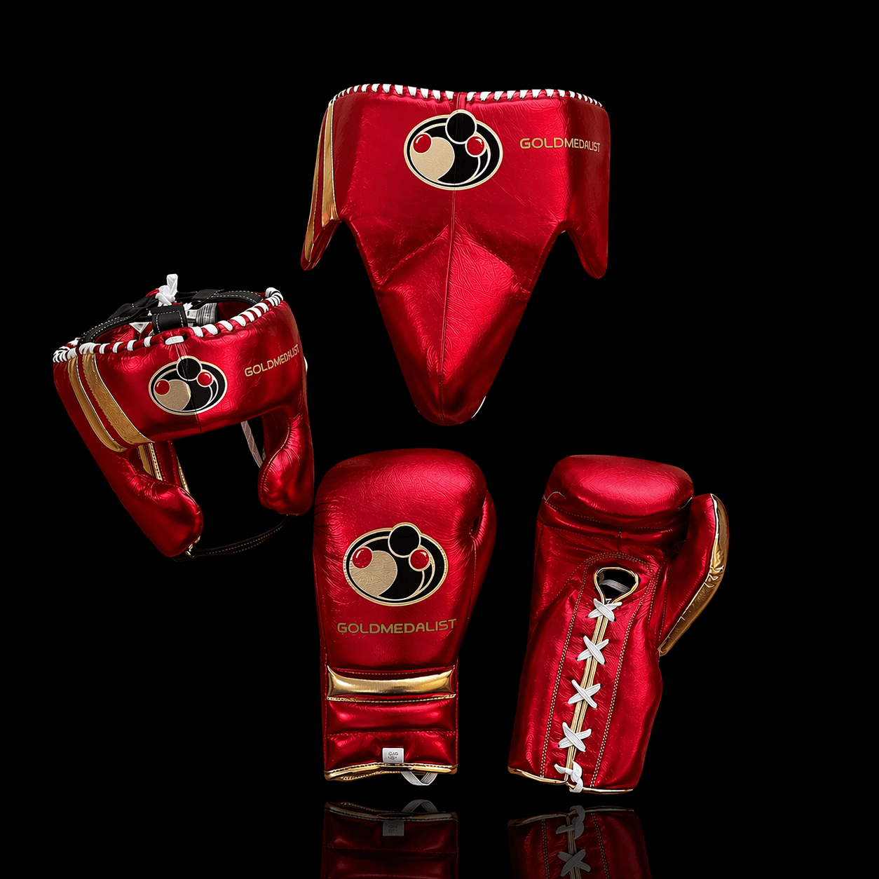 Grant Boxing Set Red/Gold 14oz Gloves with Headguard Training Kit